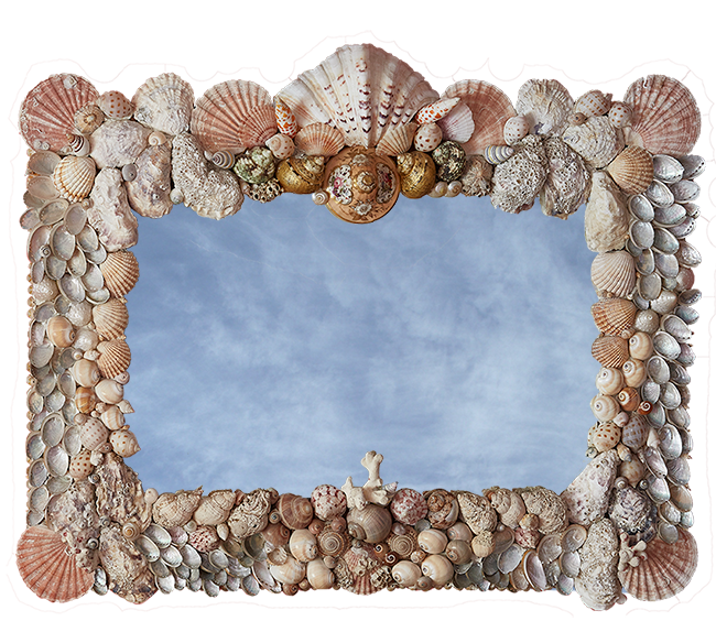 mirror with mosaic shell frame