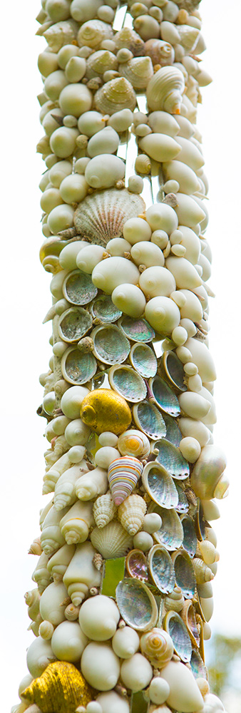 shell mosaic totem detail