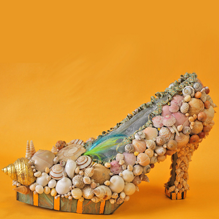 shoe with shell mosaic