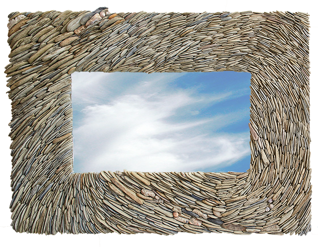  mirror with mosaic shale surround