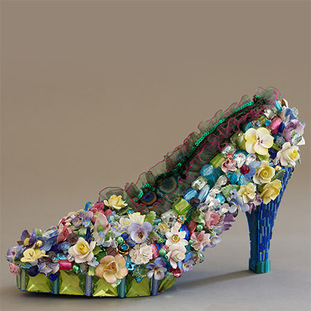 Shoe with tiny flower mosaic
