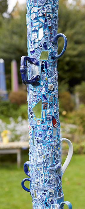 Blue ceramic totem