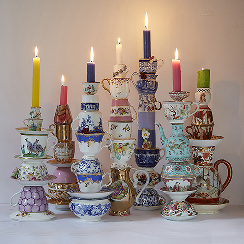 objects mosaicked with shell and shale