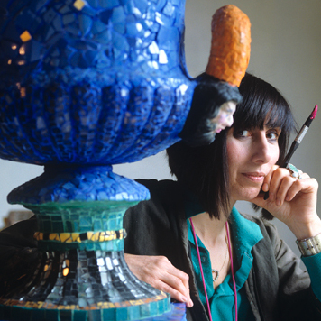 objects mosaiced with shell and shale